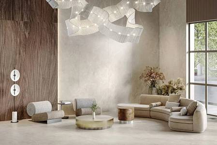 Керамогранит с деликатной графикой для многослойных интерьеров Керамогранит с деликатной графикой для многослойных интерьеров